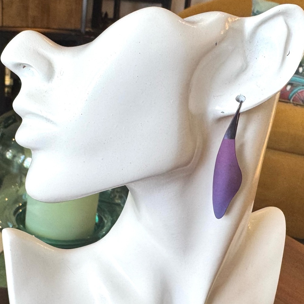 Ecotica Metal Purple Drop Earrings